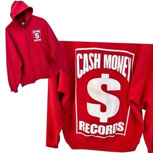 Cash Money Records Hoodie Mens XL Red Drake Lil Wayne Nicki Minaj Entertainment